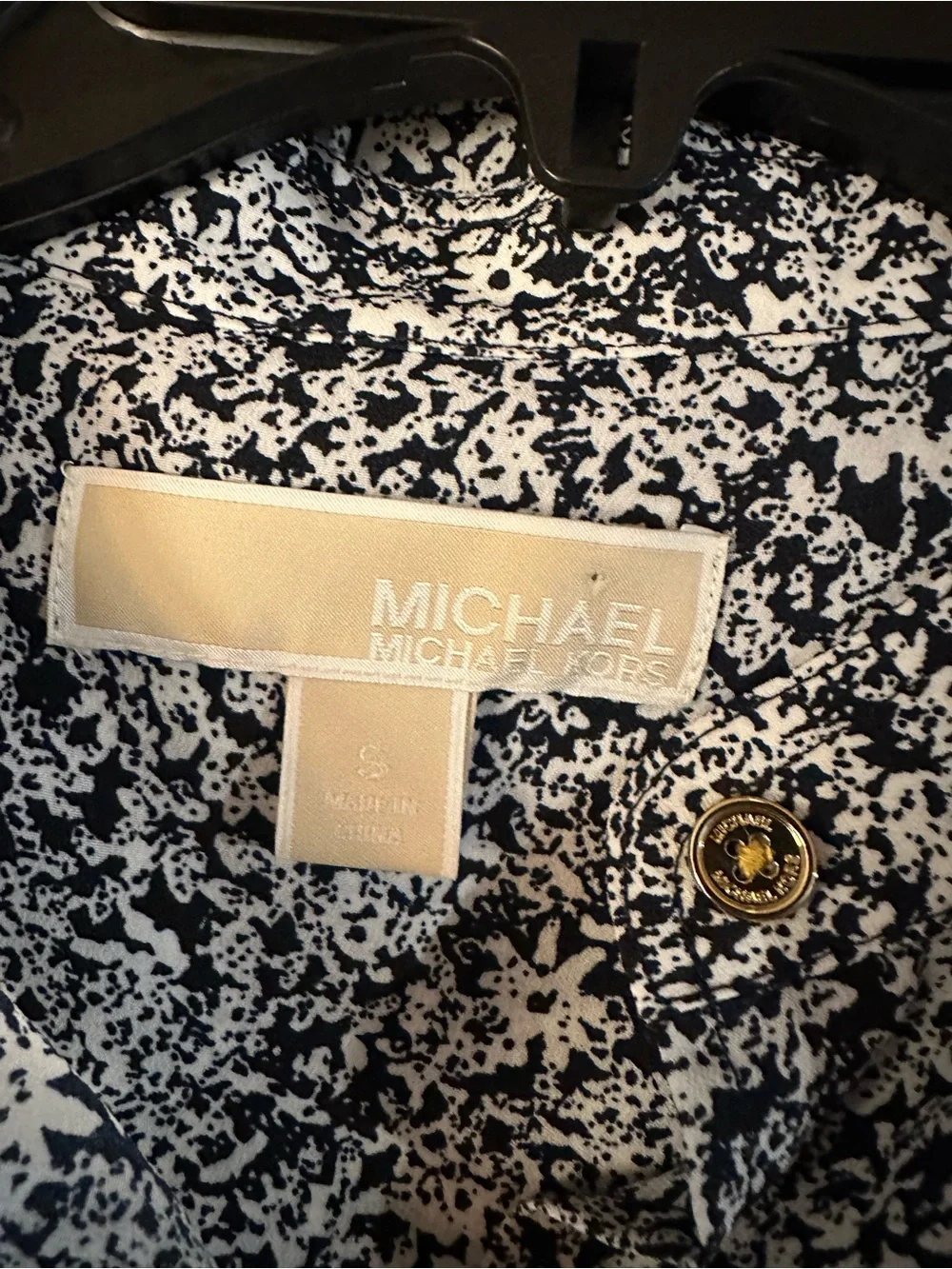 Michael Kors Black & White Floral Long-Sleeve Romper